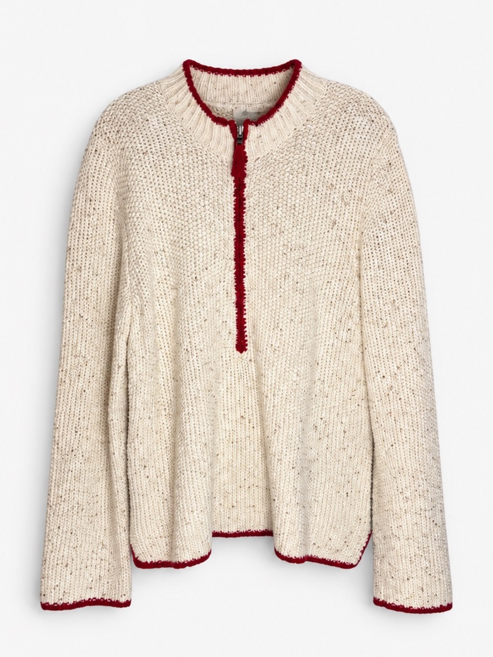 Christopher & Banks Hazel Crockett Ramie Wool Quarter Zip Sweater XL